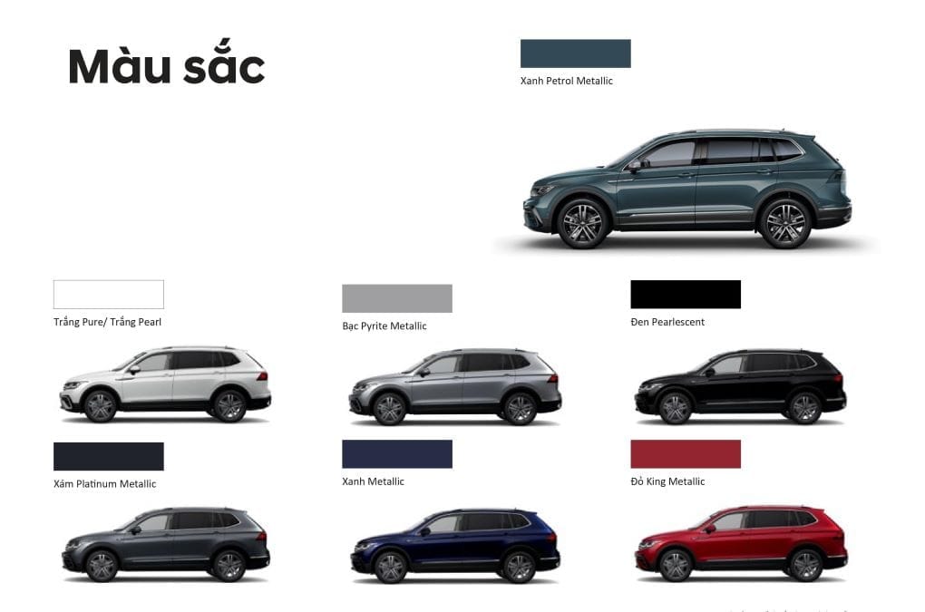 Bảng màu sắc xe volkswagen tiguan